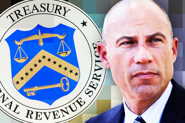 Michael Avenatti superimposed onto a logo for the United States Internal Revenue Service. Photo Illustration by Sarah Rogers/The Daily Beast